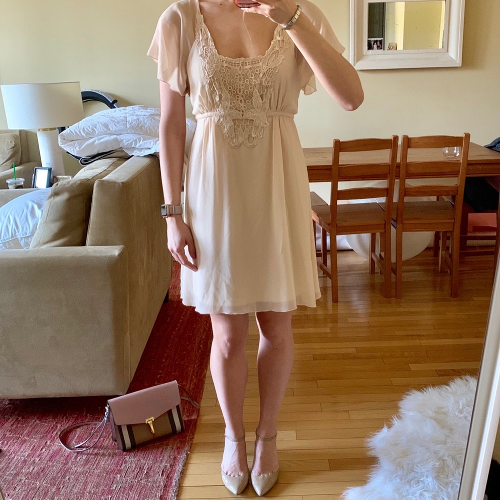 nude flowy dress